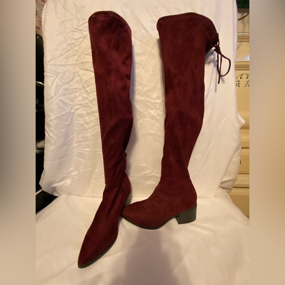 Expression red / burgundy over the knee boots new size 7
